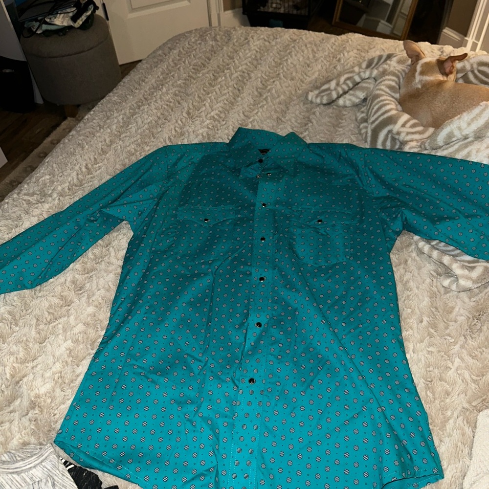 Authentic Wrangler Turquoise Patterned Shirt